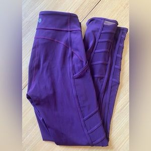 lululemon Gently used maroon / deep purple leggings with mesh detail sides